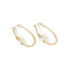 Gold Oval Hoop w/ Stone on Side Earrings